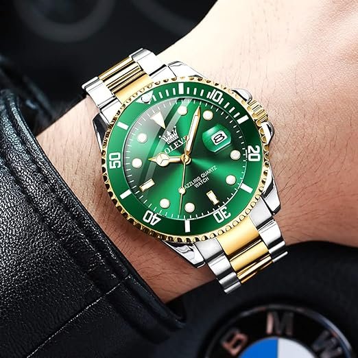 OLEVS Montre en Acier Inoxydable pour Hommes