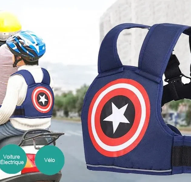 Ceinture de Sécurité Moto pour Enfant Réglable Multifonction Harnais de Sécurité pour Garçons Filles-CIV